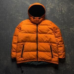 Vintage 90’s Orange Womens Land’s End Goose Puffer Jacket